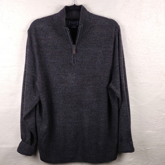 Dockers Dark Grey Mock Neck 3/4 Zip Long Sleeve Lightweight Pullover Sweater - Picture 8 of 8